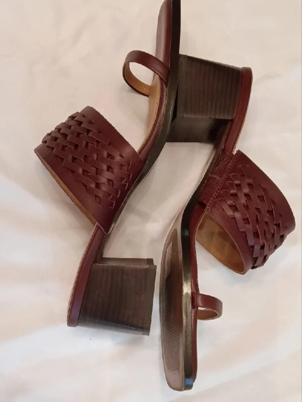 Madewell Braided Strap Slide Sandals in Burgundy